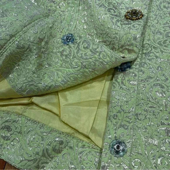 Vintage Cynthia Steffe lime green and gold foil decorative cropped jacket - Picture 9 of 9